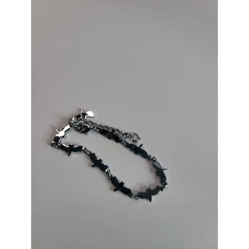 Silver Tone Multi Color Dragonfly Link Bracelet Nature Colorful Boho